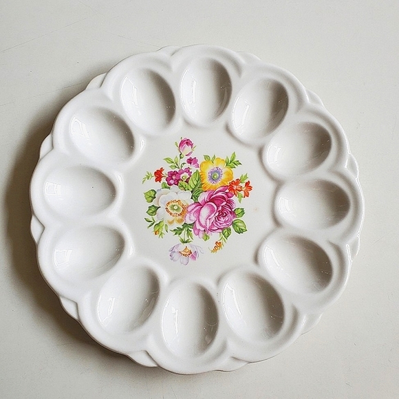 EBELING REUSS Dining Vintage Deviled Egg Plate Flowers By Ebeling